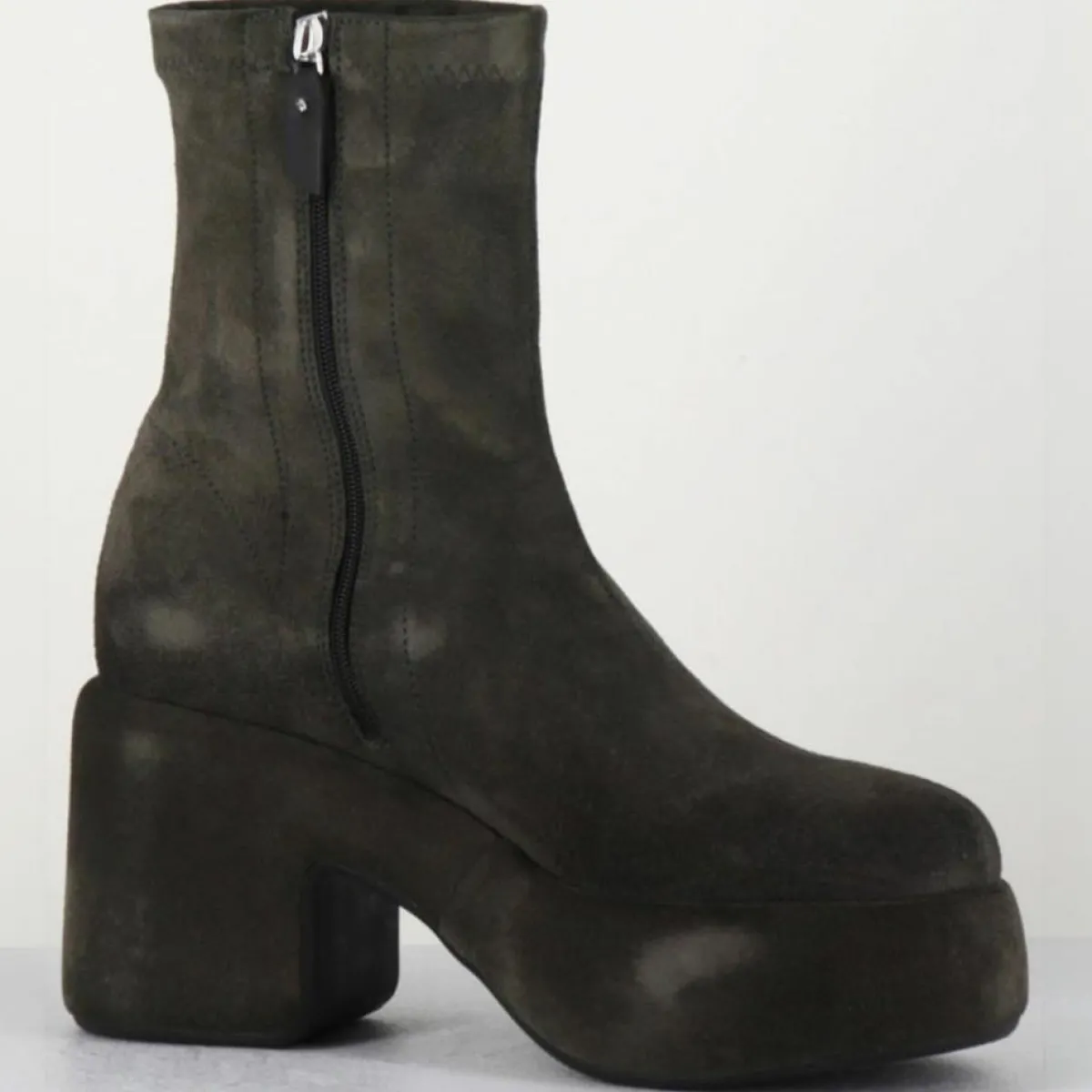 Vic Matie Bottines|Bottines en Velours de Cuir grises - Talon 8 cm