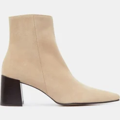 Flattered Bottines|Bottines en Velours de Cuir beiges - Talon 7 cm