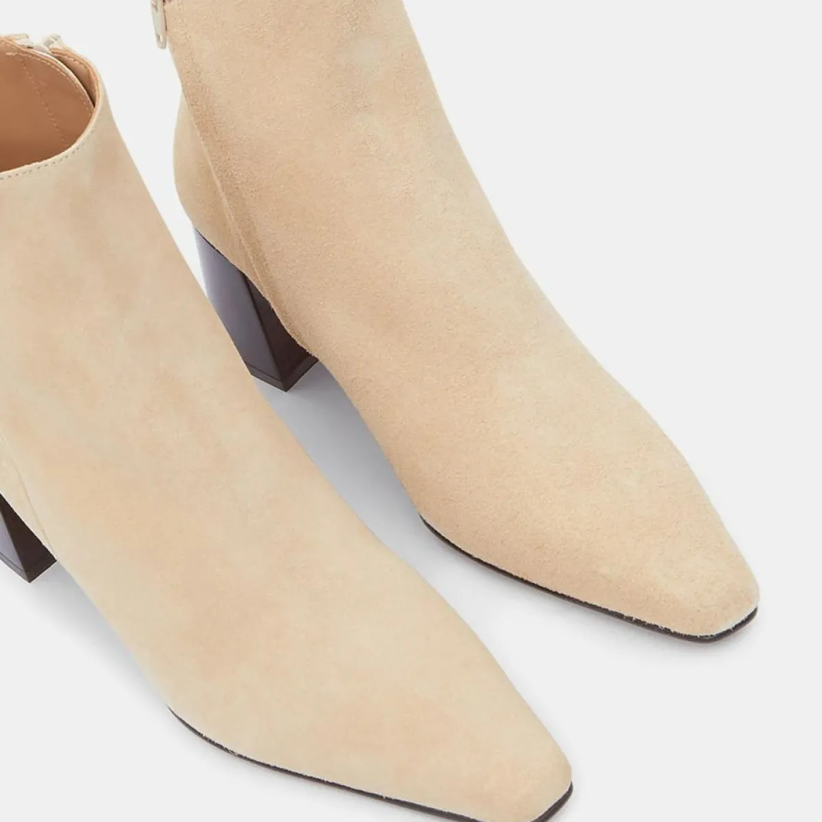 Flattered Bottines|Bottines en Velours de Cuir beiges - Talon 7 cm