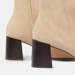 Flattered Bottines|Bottines en Velours de Cuir beiges - Talon 7 cm