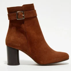 Apologie Bottines|Bottines en Velours de Cuir Pia camel - Talon 7,5 cm