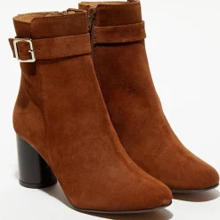 Apologie Bottines|Bottines en Velours de Cuir Pia camel - Talon 7,5 cm