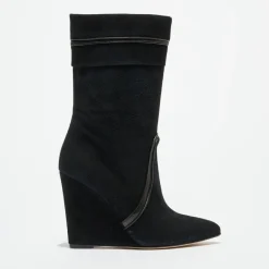 Hotel Particulier Bottines|Bottines en Velours de Cuir noires - Talon 10 cm