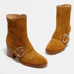 Apologie Bottines|Bottines en Velours de Cuir Laly camel - Talon 6 cm