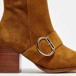 Apologie Bottines|Bottines en Velours de Cuir Laly camel - Talon 6 cm