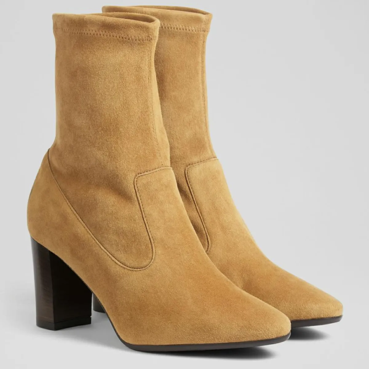 L.K. Bennett Bottines|Bottines en Velours de Cuir Alice cognac - talon 7.5 cm