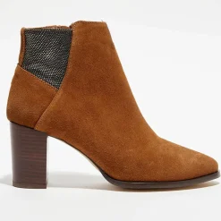 Anaki Bottines|Bottines en Velours de Cuir Molly cognac - Talon 5,5 cm