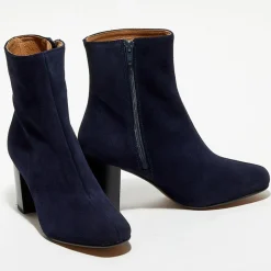 Apologie Bottines|Bottines en Velours de Cuir Ginny marine - Talon 7,5 cm