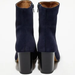 Apologie Bottines|Bottines en Velours de Cuir Ginny marine - Talon 7,5 cm