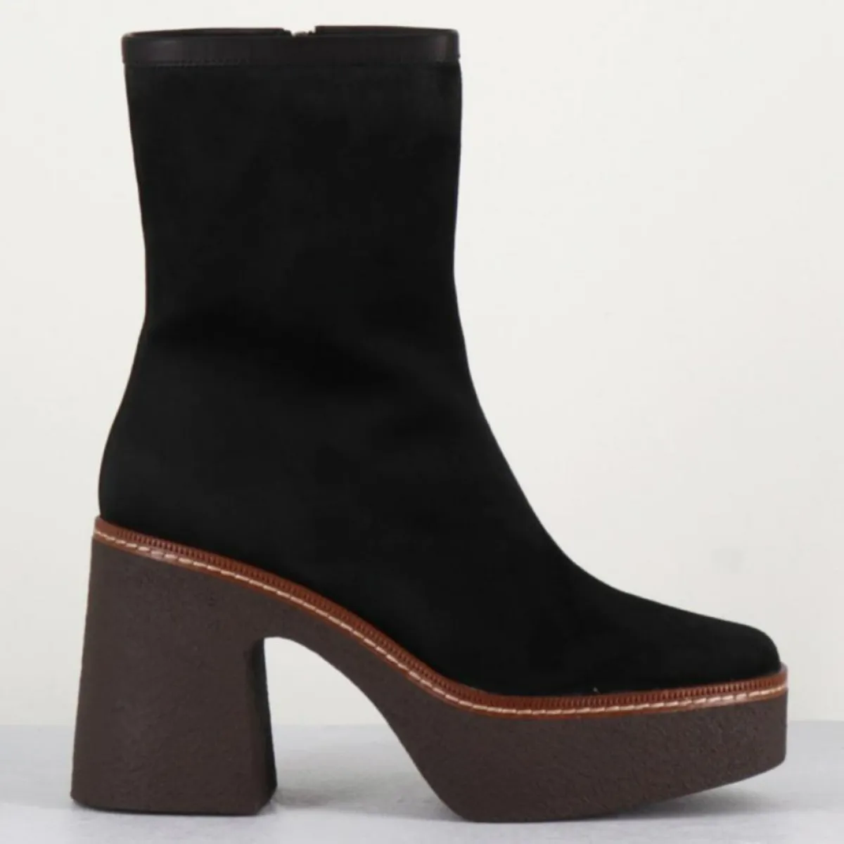 Garrice Lab Bottines|Bottines en Velours de Cuir Carla noires - Talon 9 cm
