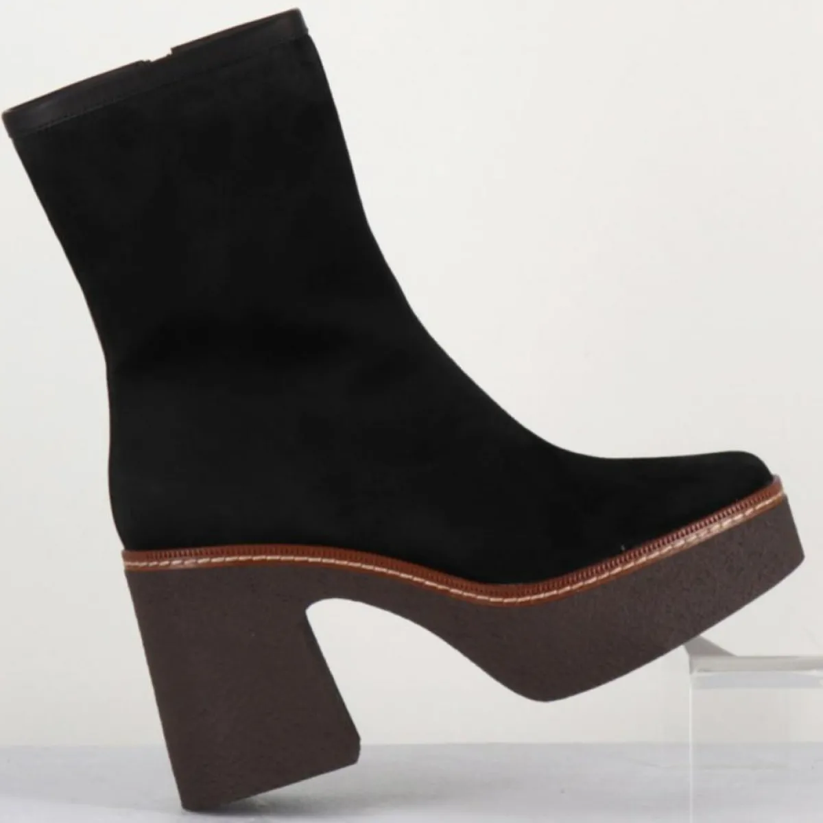Garrice Lab Bottines|Bottines en Velours de Cuir Carla noires - Talon 9 cm