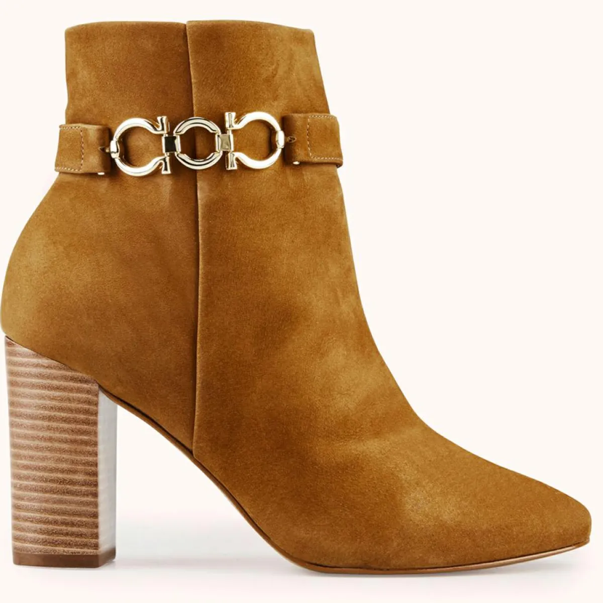 Cosmoparis Bottines|Bottines en Velours de Cuir Reina tabac - Talon 8 cm