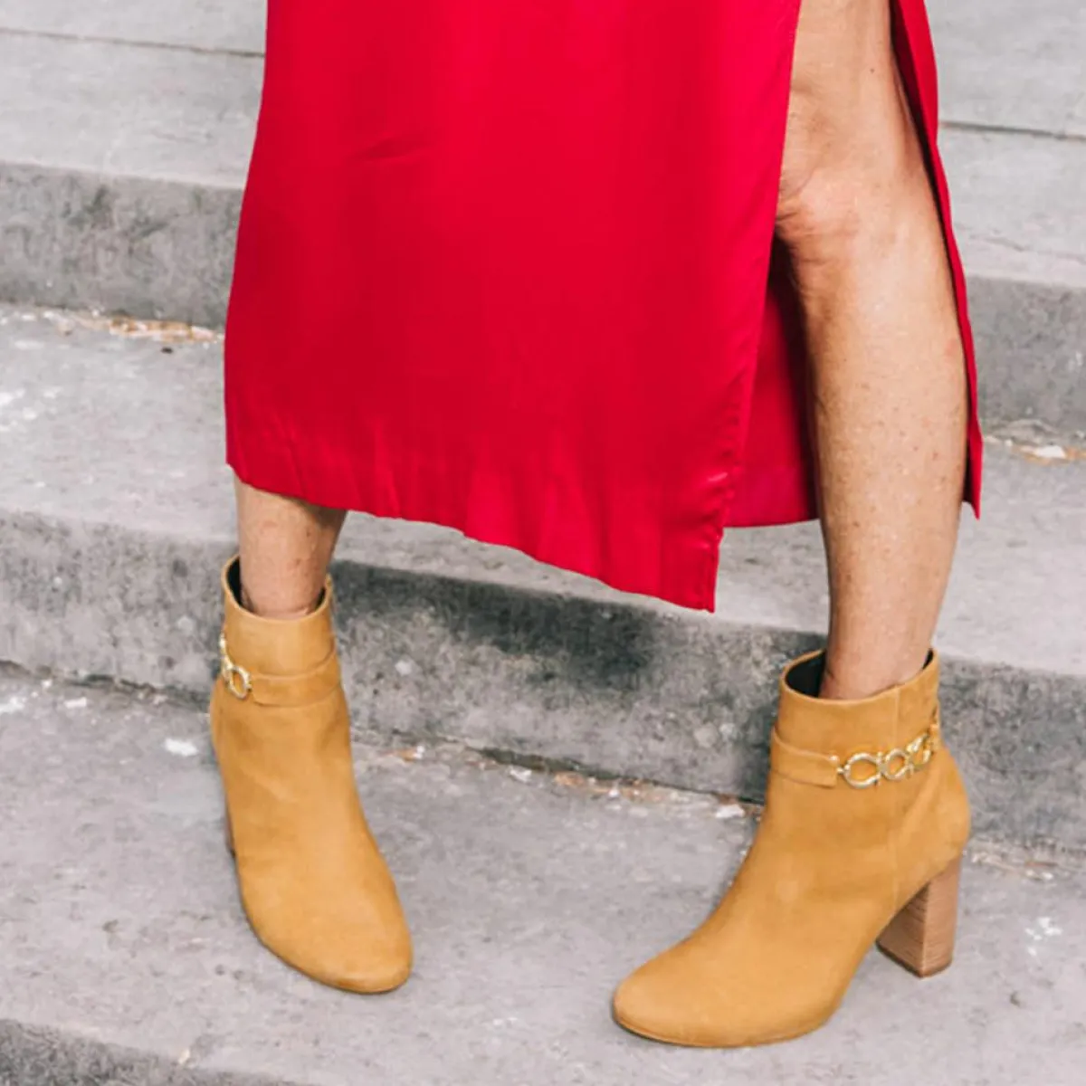 Cosmoparis Bottines|Bottines en Velours de Cuir Reina tabac - Talon 8 cm