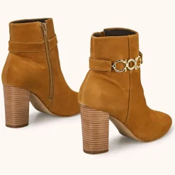 Cosmoparis Bottines|Bottines en Velours de Cuir Reina tabac - Talon 8 cm