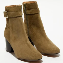 Apologie Bottines|Bottines en Velours de Cuir Pia kaki - Talon 7,5 cm