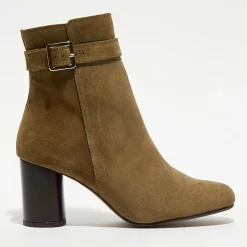 Apologie Bottines|Bottines en Velours de Cuir Pia kaki - Talon 7,5 cm