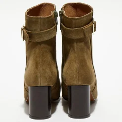 Apologie Bottines|Bottines en Velours de Cuir Pia kaki - Talon 7,5 cm