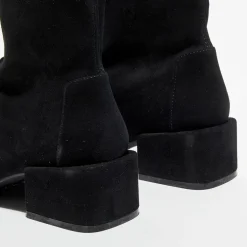 Stuart Weitzman Bottines|Bottines en Velours de Cuir Accordion noires - Talon 5 cm