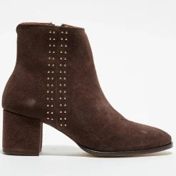 Anaki Bottines|Bottines en Velours de Cuir chocolat - Talon 5 cm