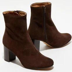 Apologie Bottines|Bottines en Velours de Cuir Ginny marron - Talon 7,5 cm