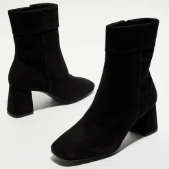 Galeries Lafayette Bottines|Bottines revers col noires - Talon 7 cm