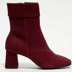Galeries Lafayette Bottines|Bottines revers col rouge bordeaux