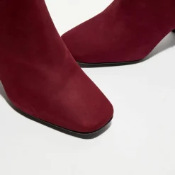 Galeries Lafayette Bottines|Bottines revers col rouge bordeaux
