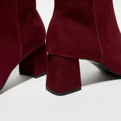 Galeries Lafayette Bottines|Bottines revers col rouge bordeaux