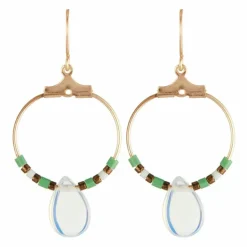 Moonstone Boucles D'Oreilles|Boucles d'oreilles Anna Pierre de Lune blanche en laiton doré