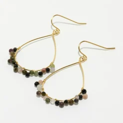 Moonstone Boucles D'Oreilles|Boucles d'oreilles Claudia Tourmaline multicolore en laiton doré