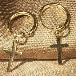 Instant d'Or Boucles D'Oreilles|Boucles d'oreilles Croix or jaune