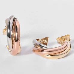 Instant d'Or Boucles D'Oreilles|Boucles d'oreilles créoles or tricolore