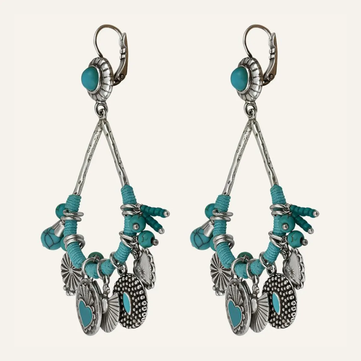 Reminiscence Boucles D'Oreilles|Boucles d'oreilles L'Essence du Coeur Howlite argentées