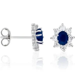 Instant d'Or Boucles D'Oreilles|Boucles d'oreilles Nuit Etoilée bleue Saphirs 0.29 ct or blanc