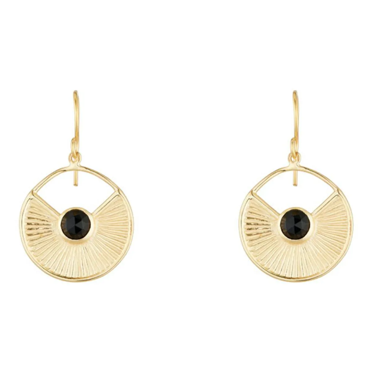 Moonstone Boucles D'Oreilles|Boucles d'oreilles Onyx en laiton doré