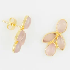 Moonstone Boucles D'Oreilles|Boucles d'oreilles opale roses en laiton doré