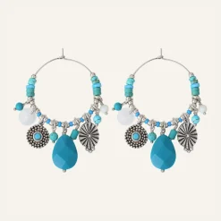 Reminiscence Boucles D'Oreilles|Boucles d'oreilles Positano multipierres argenté/turquoise