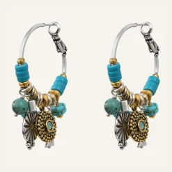 Reminiscence Boucles D'Oreilles|Boucles d'oreilles Positano multipierres argenté/turquoise