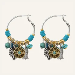 Reminiscence Boucles D'Oreilles|Boucles d'oreilles Positano multipierres argenté/turquoise