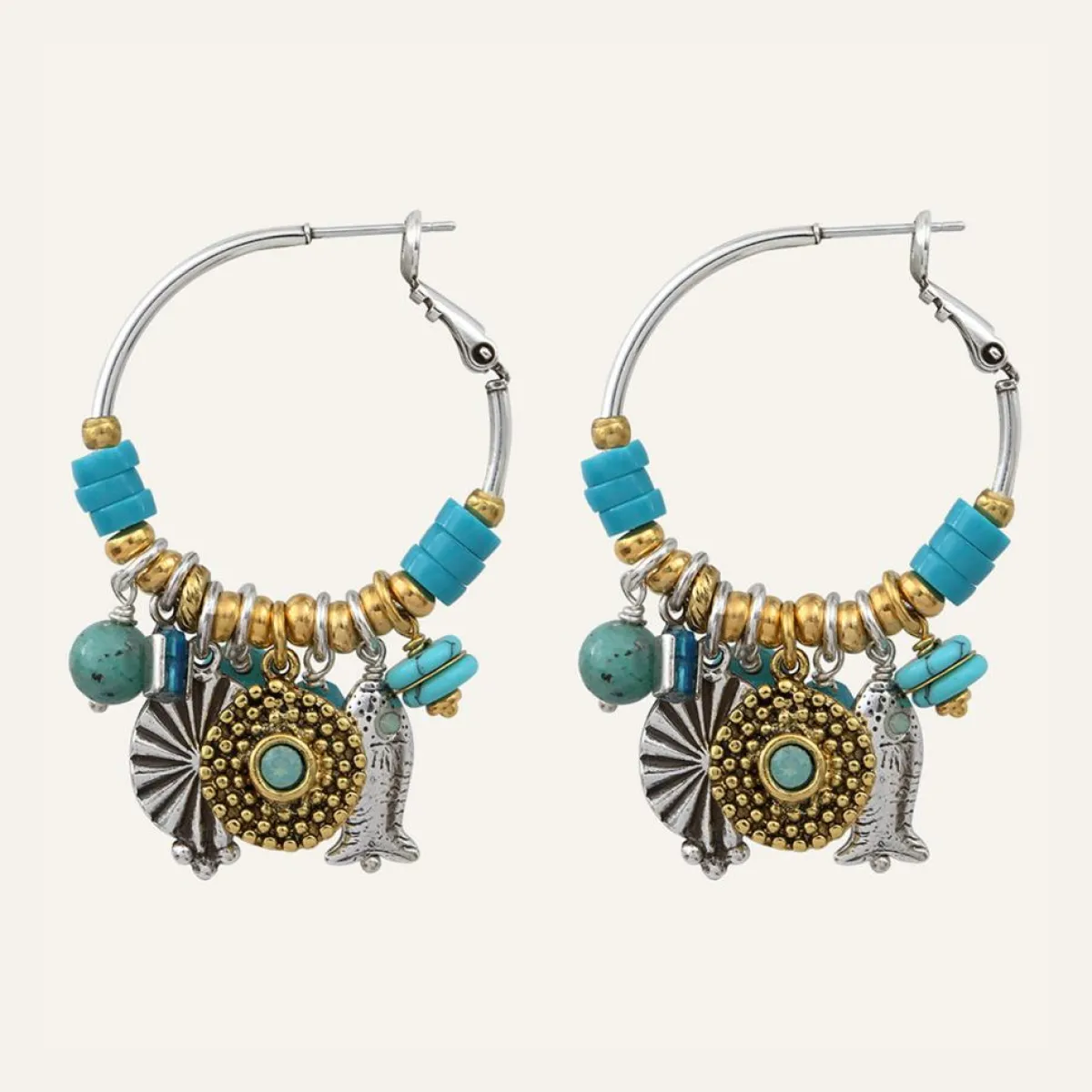 Reminiscence Boucles D'Oreilles|Boucles d'oreilles Positano multipierres argenté/turquoise