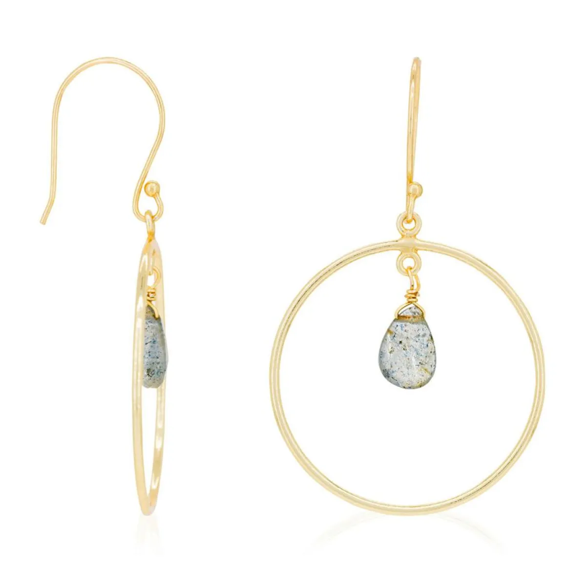 Moonstone Boucles D'Oreilles|Boucles d'oreilles Véro Labradorite en laiton doré