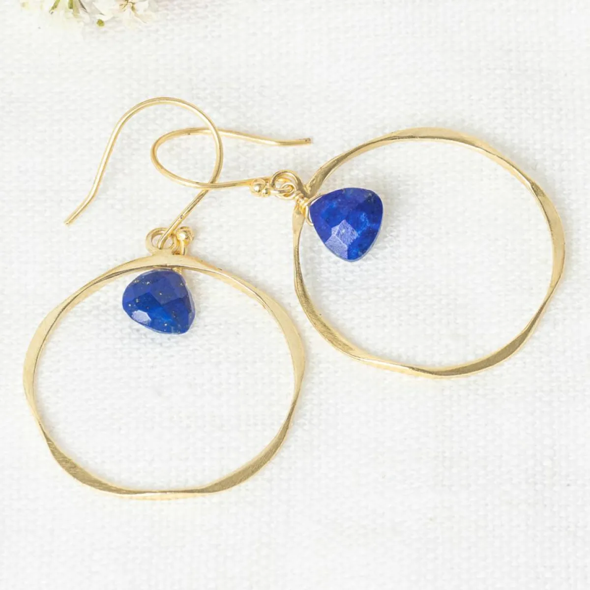 Moonstone Boucles D'Oreilles|Boucles d'oreilles Véro Lapis Lazuli en laiton doré