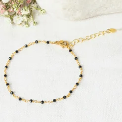 Moonstone Bracelets|Bracelet Elisa Jade noire en laiton doré