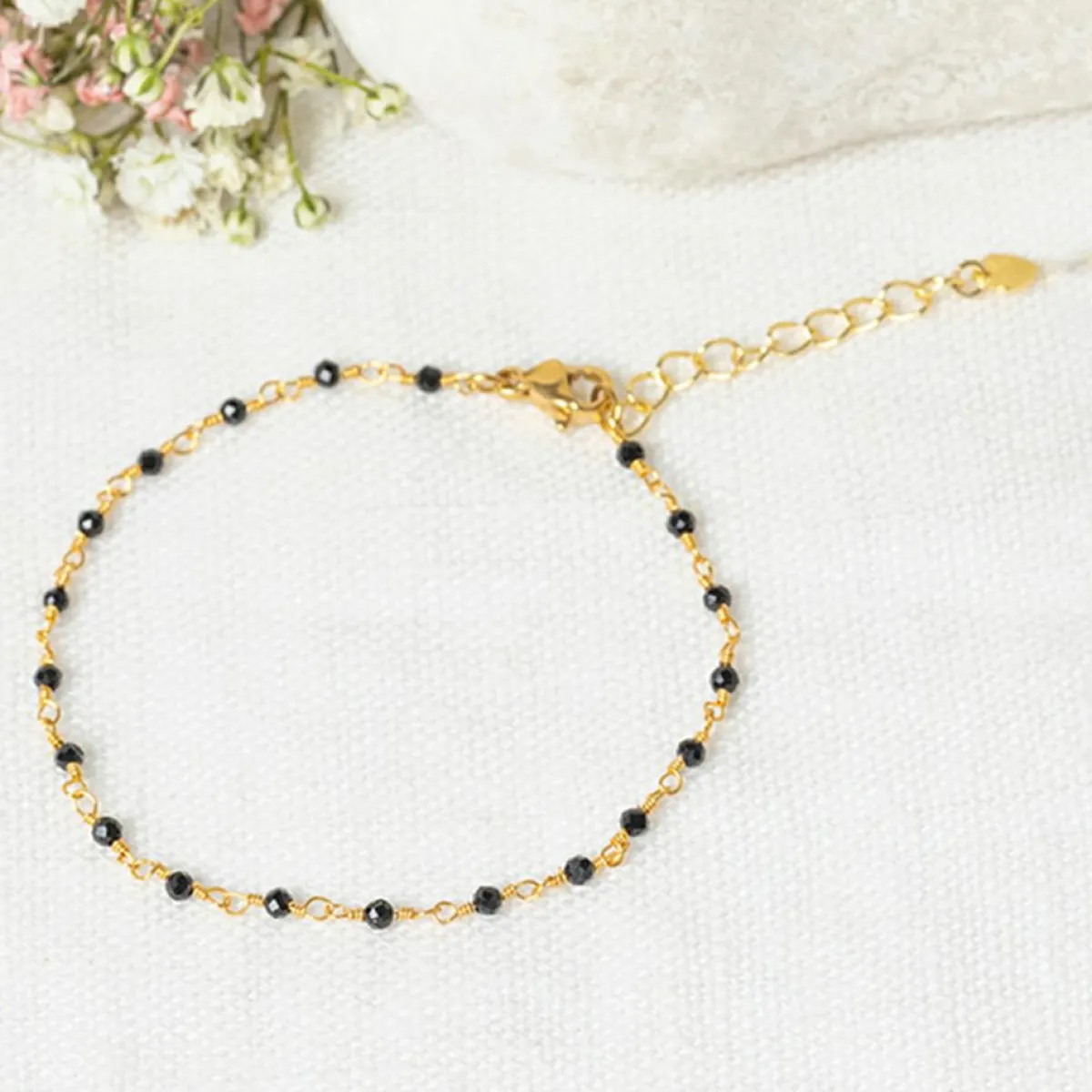 Moonstone Bracelets|Bracelet Elisa Jade noire en laiton doré