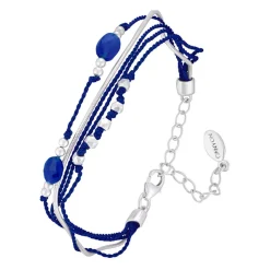Canyon Bracelets|Bracelet en Argent, Coton & Calcédoine bleue