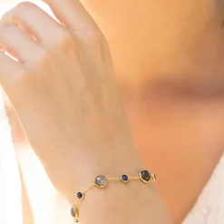 Moonstone Bracelets|Bracelet Neela Labradorite & Jade en laiton doré