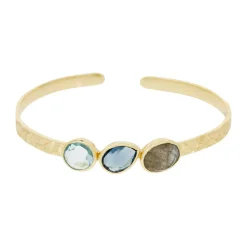 Moonstone Bracelets|Bracelet Pénélope Labradorite & verre facetté en laiton doré