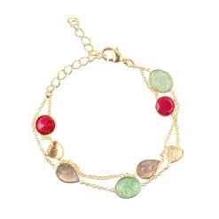 Moonstone Bracelets|Bracelet Théa Labradorite & Aventurine en laiton doré