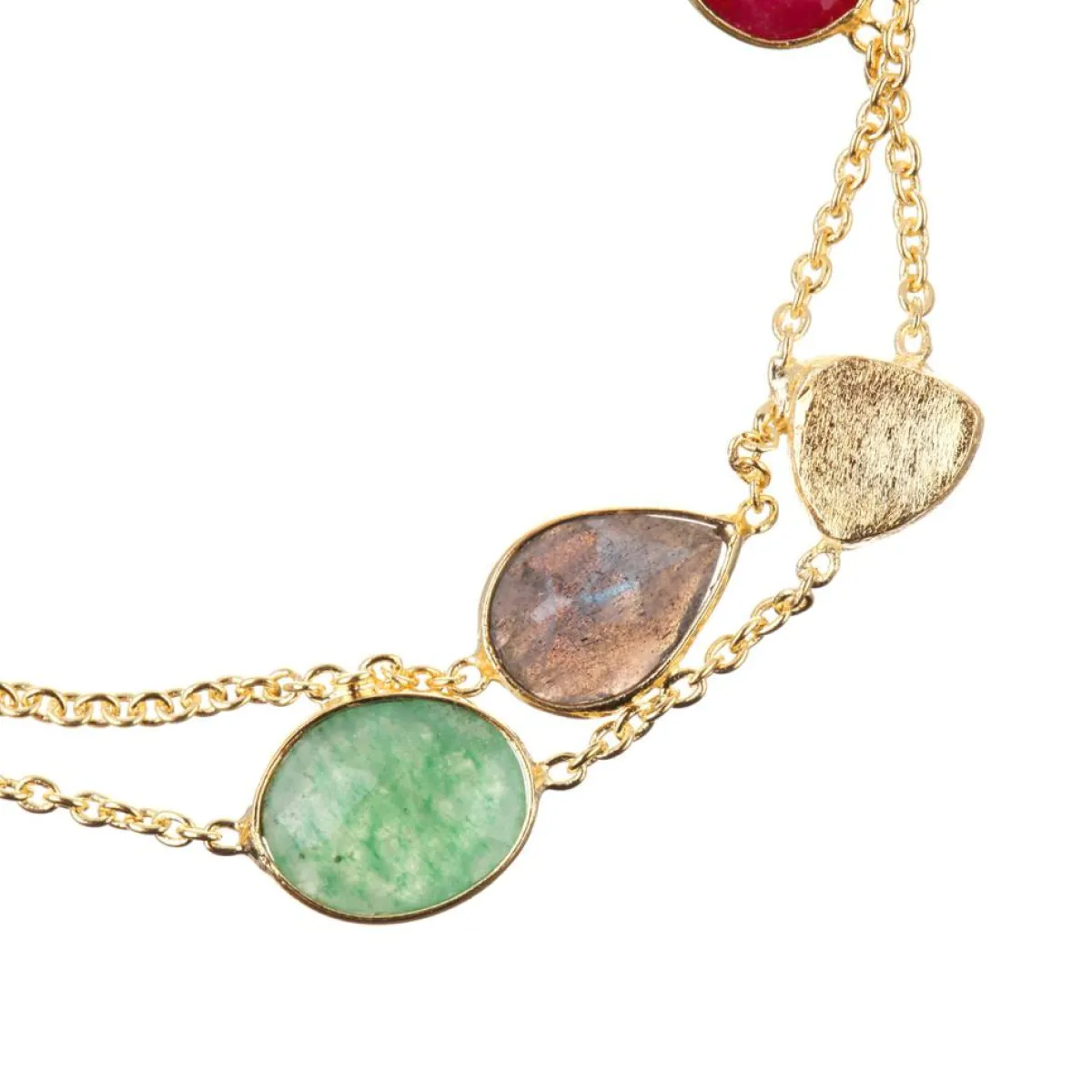 Moonstone Bracelets|Bracelet Théa Labradorite & Aventurine en laiton doré