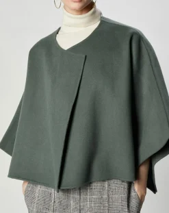 Lou Andrea Vestes, Blousons|Cape 100% Laine Lou verte